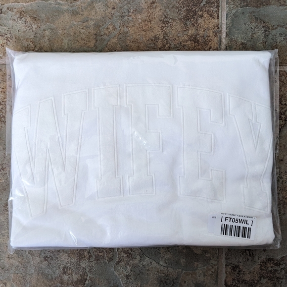 NWT The Bar Wifey Varsity Sweatshirt. White. Size Large. - Picture 7 of 7